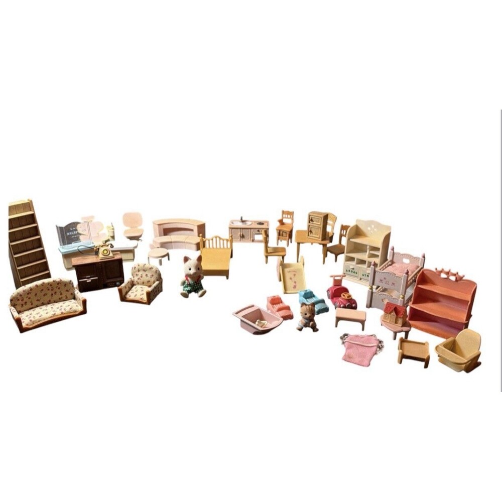Mixed Calico Critters Lot Spa, Nursery, Kitchen, Living Room Mixed